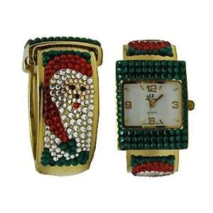   Crystal Gold Tone Watch 8730 SantaClause 1pc 