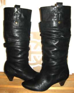 Authentic With Box Frye Jenny Double black leather slouchy knee boots 