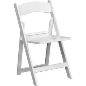   Capacity White Resin Folding Chair with Slatted Seat