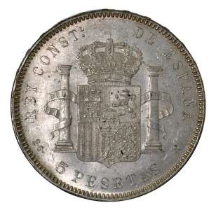 Spain Espana Silver 5 Pesetas 1899 (99) SGV High Grade  