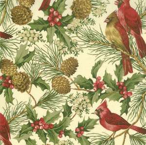 Moda Woodland Holiday Red Cardinal Bird Quilt Fabric  