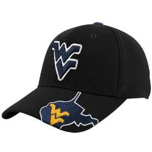   West Virginia Mountaineers Black Tailback Flex Fit Hat: Sports