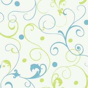  Scroll with Dots Blue and Green Wallpaper in Girl Power II 