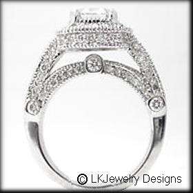 15 CT MOISSANITE CUSHION LEGACY PAVE ENGAGEMENT RING  