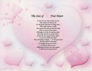 SIZE OF YOUR HEART LOVE POEM PERSONALIZED NAME PRINT  