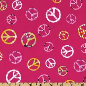   World Peace Signs Fuchsia Fabric By The Yard: Arts, Crafts & Sewing