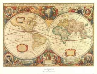NEW Antique Map Of The World by Henricus Hondius LARGE MAPS  