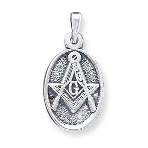    Sterling Silver Antiqued Masonic Pendant: Vishal Jewelry: Jewelry