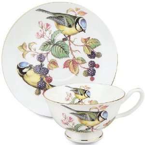   Blue Bird Bone China Tea Cup & Saucer Set: Kitchen & Dining