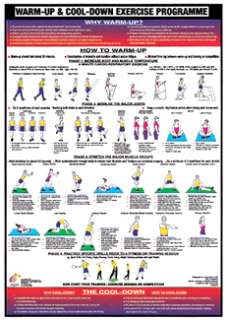 WARM UP COOL DOWN Fitness Workout Wall Chart Poster  