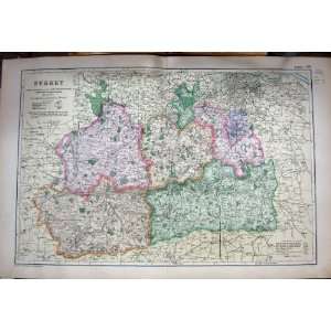  MAP 1907 SURREY ENGLAND GUILDFORD CROYDON REDHILL