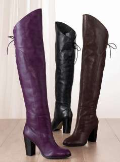 BRONX OVER THE KNEE LEATHER PLUM PURPLE BOOTS 6 /37 BRAND NEW RARE 