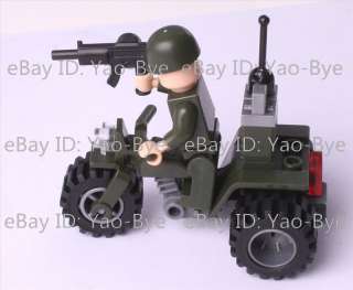   ARMED THREE WHEELED MOTORCYCLE BUILDING TOYS 24 BRICKS 1 FIGS  
