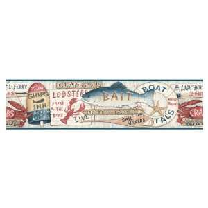 allen + roth Blue And Red Nautical Signs Wallpaper Border LW1341087 