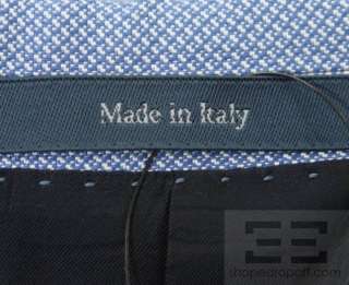   Laurent Blue & White Cotton & Silk Mens Button Blazer Size 46  