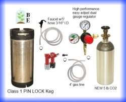Home brew Keg Kit Pin Lock Keg, 5 lb Alum CO2 Tank, CO2 Regulator 