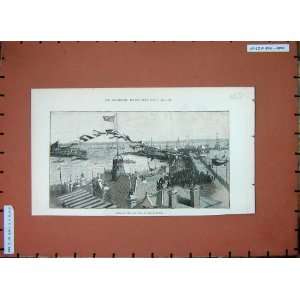  1892 Opening New Pier Southampton Ships Flags Print