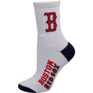   Boston Red Sox Ladies White Navy Blue Dual Color Team Logo Crew Socks
