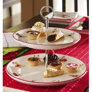Whimsical Holiday Santa Christmas Treat Tiered Serving Trays by 