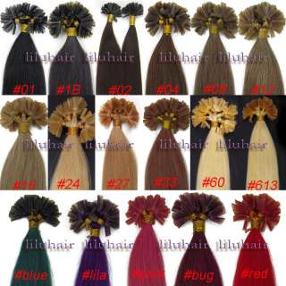 Remy nail tip human hair extensions 100S>17colors  