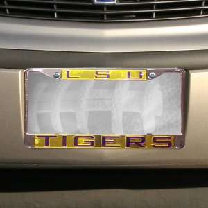  LSU Tigers Chrome License Plate Frame: Sports & Outdoors