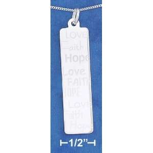   16 Curb Chain with Rectangle Love, Faith, Hope Charm 
