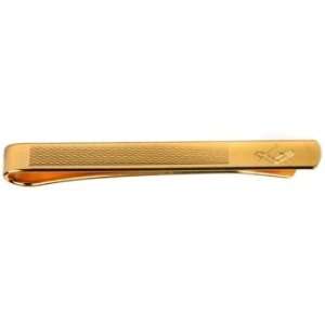  Masonic Engraved Gold Plated Tie Bar with Barley Design Jewelry