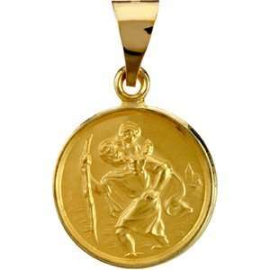   18K Yellow Gold 13.00 mm St Christopher Medal CleverEve Jewelry