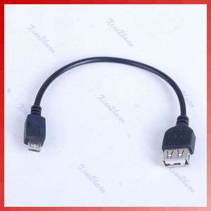 Black USB A Female to Micro USB 5 Pin Male Adapter Cable  