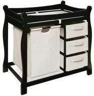 Black Changing Table with Hamper and Three Baskets  