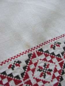 Vintage Hand embroidered cross stitch tablecloth 52x54  