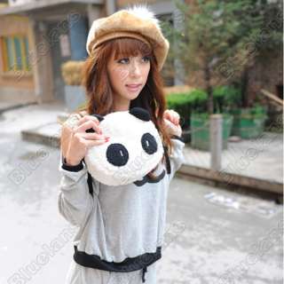 Plush Cute Furry Panda Fashion Handbag Small Oblique Cross Kit Girl 