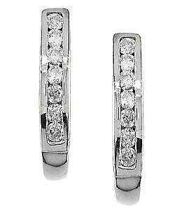 10k White Gold 1/4ct TDW Diamond J hoop Earrings (J K, I2 I3 
