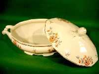 b159 Czech Porcelain Art Deco Covered Serving Bowl  