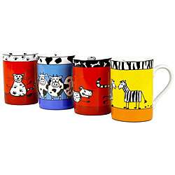Konitz Animal Stories Assorted Designs 10 ounce Mugs (Set of 4 