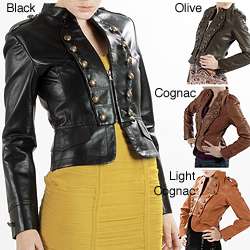 United Face Womens Lambskin Military Leather Jacket  