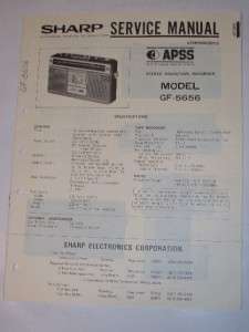 Sharp Service Manual~GF 5656 Boombox Cassette Radio  
