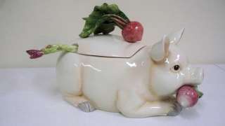 Fitz Floyd Pig Soup Tureen French Market Ladle  
