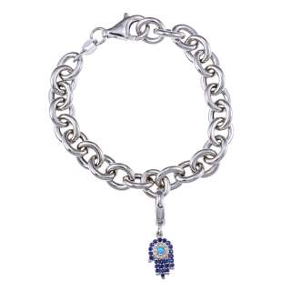   and Turquoise Hamsa Charm Bracelet (3/8ct TGW)  