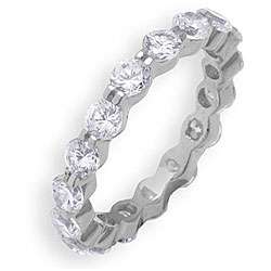 14k White Gold Overlay CZ Stackable Eternity Band  