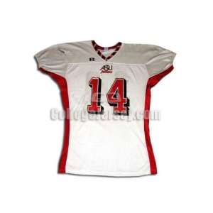 White No. 14 Game Used Arkansas State Russell Football Jersey  