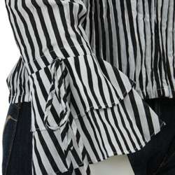 Kaelyn Max Womens Black and White Striped Blouse  