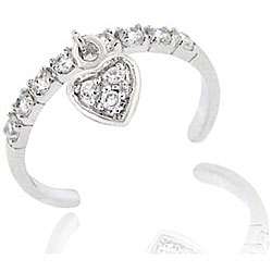 Icz Stonez Sterling Silver CZ Dangling Heart Toe Ring  Overstock