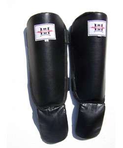 Pro Kickboxing Black Leather Shin guards  