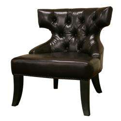 Taft Dark Brown Leather Club Chair  
