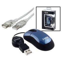 Optical Mouse/ 10 foot Translucent USB Extension Cable  