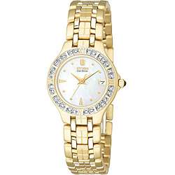 Citizen Womens Lucca Goldplated Steel Eco Drive Diamond Watch 