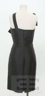 Milly Grey Silk & Wool Bow Front One Shoulder Dress Size 6  