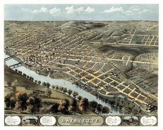 Antique Map Lafayette Indiana 1868 Tippecanoe County  