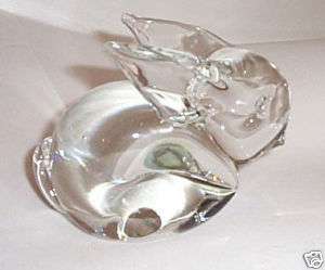 BUNNY RABBIT Figural Paperweight Glass Sculpture Viking  